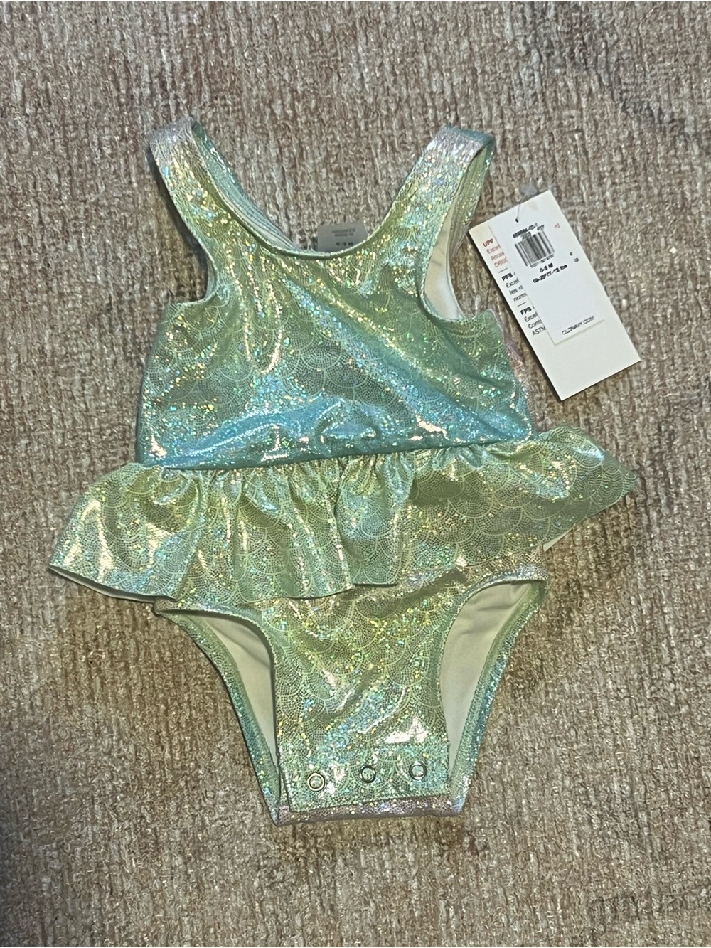 NWT Old Navy Shimmery Mermaid Green Ruffle One-Piece Swimsuit